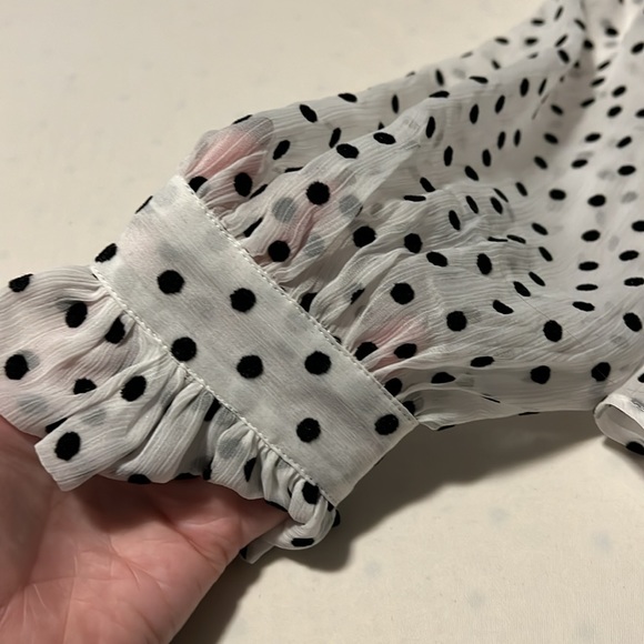 Pussybow Velvet Polka Dot Blouse - Picture 5 of 5